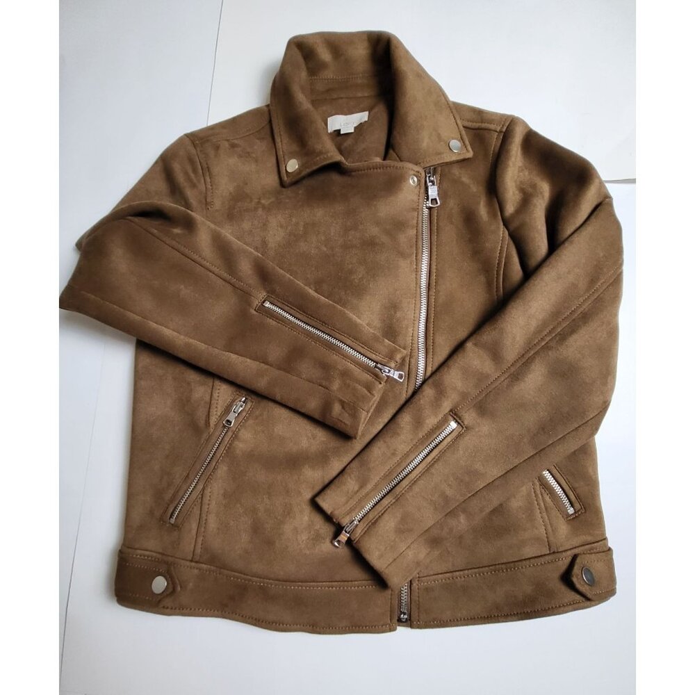 Loft Faux Suede Leather Moto Jacket Size Small NEW - Picture 6 of 12